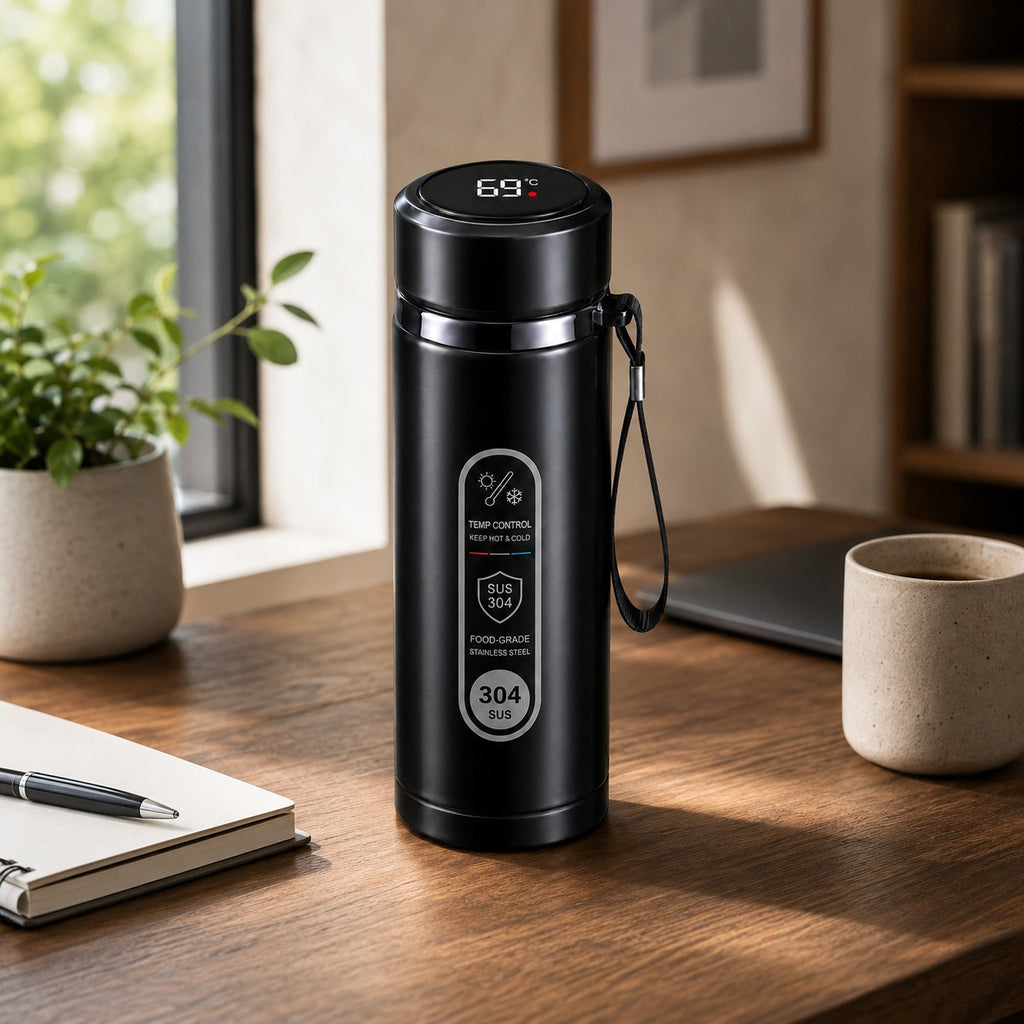 SoftAura Stainless Steel Thermos Bottle LED Temperature Display 500ML- 1L Sus304 Vacuum Flask Portable Cup  2026 New